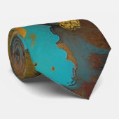 Herbsternte Aquamarine Rostgold Abstrakt Krawatte (Gerollt)