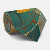 Herbsternte Aquamarine Rostgold Abstrakt Krawatte (Gerollt)