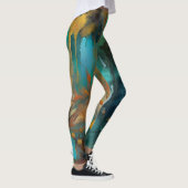 Herbsternte Aquamarine Rostgold Abstrakt Leggings (Rechts)