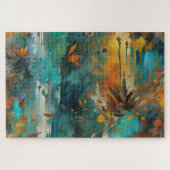 Herbsternte Aquamarine Rostgold Abstrakt Puzzle (Horizontal)