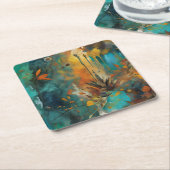 Herbsternte Aquamarine Rostgold Abstrakt Rechteckiger Pappuntersetzer (angewinkelt)