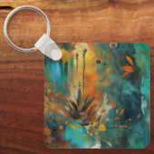 Herbsternte Aquamarine Rostgold Abstrakt Schlüsselanhänger (Vorderseite)