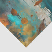 Herbsternte Aquamarine Rostgold Abstrakt Seidenpapier (Detail)