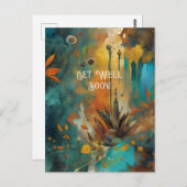 Herbsternte Aquamarine Rostgolden Abstrakt werden  Postkarte (Vorne/Hinten)