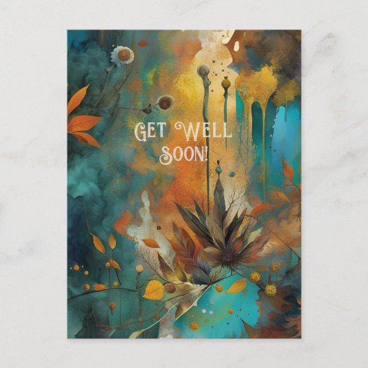 Herbsternte Aquamarine Rostgolden Abstrakt werden  Postkarte (Vorderseite)