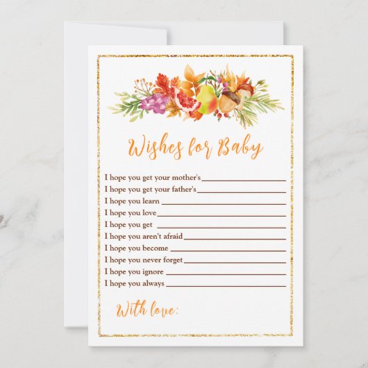 Herbsternte Babydusche wünscht sich ein Baby Einladung (Vorderseite)