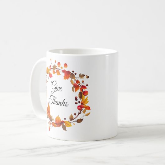 Herbsternte Blätter dank Kaffeezucht Tasse (Vorderseite Links)