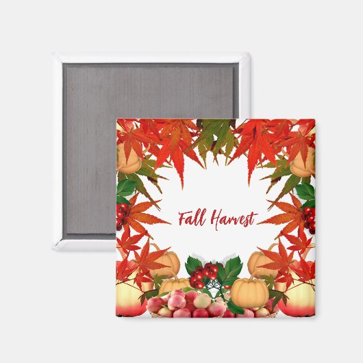 Herbsternte Blätter von Bounty Pumpkin Maple Magnet (Vorderseite/Rückseite)