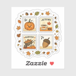 Herbsternte Briefmarke Sticker - Cosy Pumpki