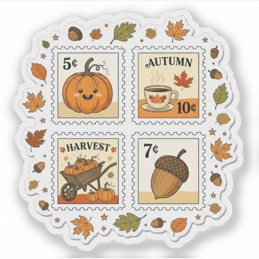 Herbsternte Briefmarke Sticker - Cosy Pumpki (Vorderseite)