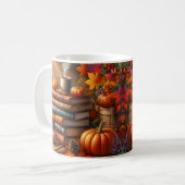 Herbsternte-Bücher & Kürbis-Kaffeetassen-Wrap Kaffeetasse (Vorderseite Links)