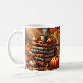 Herbsternte-Bücher & Kürbis-Kaffeetassen-Wrap Kaffeetasse