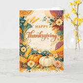 Herbsternte Dankeschön Kürbis Illustration Karte (Gelbe Blume)