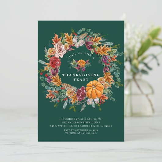 Herbsternte Erntedank Abendessen Party Einladung (Stehend Vorderseite)