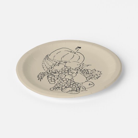 Herbsternte Erntedank Pappteller (Schrägansicht)