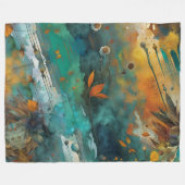 Herbsternte Farbe Aquamarin Rust Gold Abstrakt Fleecedecke (Vorderseite (Horizontal))