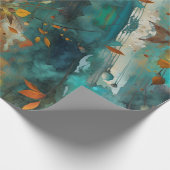 Herbsternte Farbe Aquamarin Rust Gold Abstrakt Geschenkpapier (Ecke)