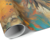 Herbsternte Farbe Aquamarin Rust Gold Abstrakt Geschenkpapier (Rolleneckpunkt)