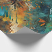 Herbsternte Farbe Aquamarin Rust Gold Abstrakt Geschenkpapier (Ecke)