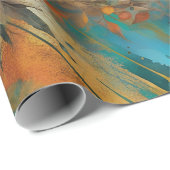 Herbsternte Farbe Aquamarin Rust Gold Abstrakt Geschenkpapier (Rolleneckpunkt)