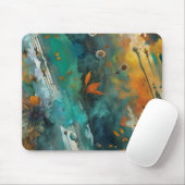 Herbsternte Farbe Aquamarin Rust Gold Abstrakt Mousepad (Mit Mouse)