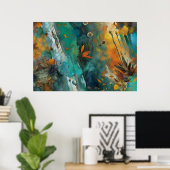 Herbsternte Farbe Aquamarin Rust Gold Abstrakt Poster (Heimbüro)