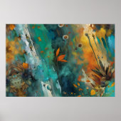Herbsternte Farbe Aquamarin Rust Gold Abstrakt Poster (Vorne)