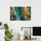 Herbsternte Farbe Aquamarin Rust Gold Abstrakt Poster (Heimbüro)