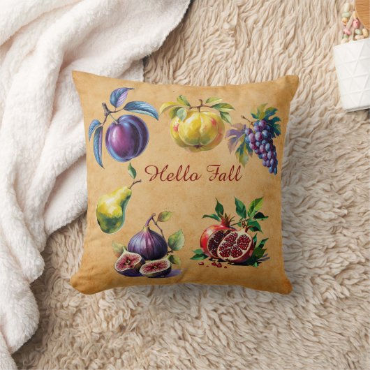 Herbsternte Fruchtkunst - Custom Text Throw Pillow Kissen (Decke)