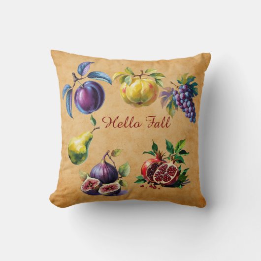 Herbsternte Fruchtkunst - Custom Text Throw Pillow Kissen (Vorderseite)