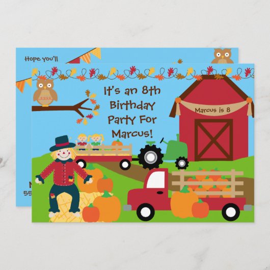 Herbsternte Geburtstagsparty Einladung (Vorne/Hinten)