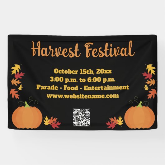 Herbsternte Herbst-QR-Code-Kürbisfest Banner (Horizontal)