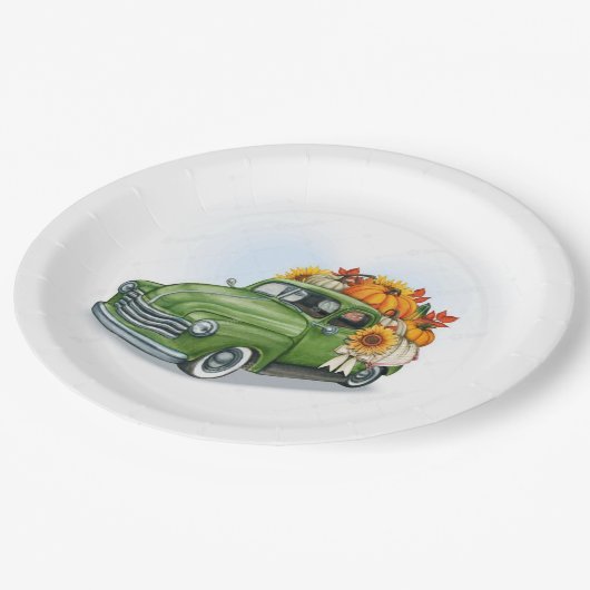 Herbsternte in einem Grünbuch-Teller Pappteller (Schrägansicht)