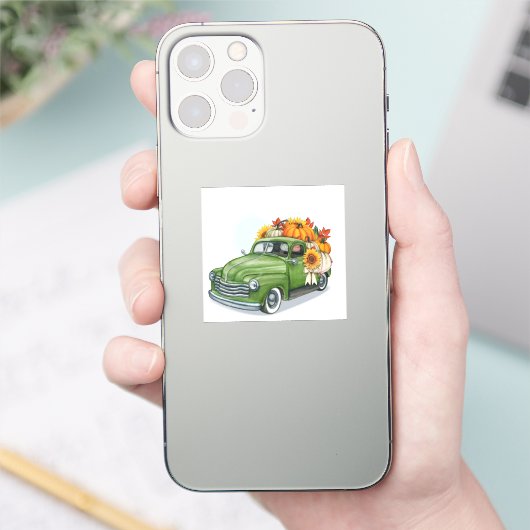 Herbsternte in einem grünen LKW Aufkleber (Telefon)