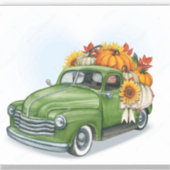 Herbsternte in einem grünen LKW Aufkleber (Vorderseite)