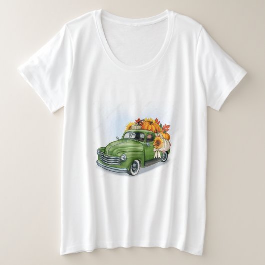 Herbsternte in einem grünen LKW Große Größe T-Shirt (Design vorne)