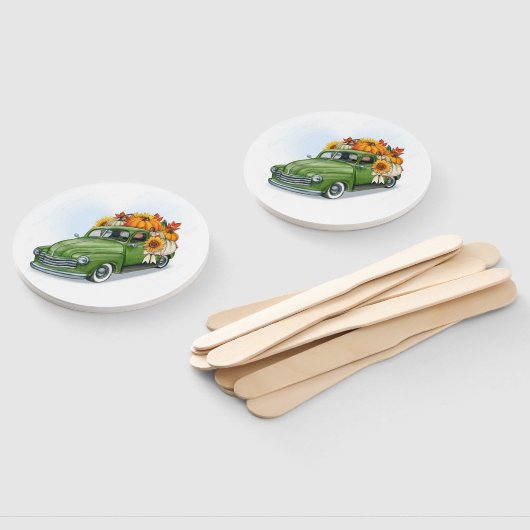 Herbsternte in einem grünen LKW-Handfächer Fächer (Non-assembled)