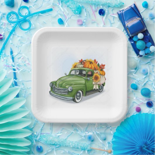 Herbsternte in einem grünen LKW Pappteller (Party)