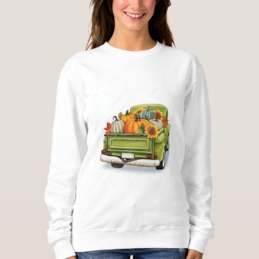 Herbsternte in einem grünen Lkw-Sweatshirt Sweatshirt (Vorderseite)
