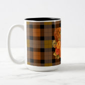 Herbsternte Kariert mit saisonaler Cornucopie Zweifarbige Tasse (Links)