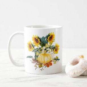 Herbsternte Kürbis und Sonnenblumen Kaffeetasse