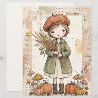 Herbsternte Mädchen Kunstpapier Herbst Wald Handwe