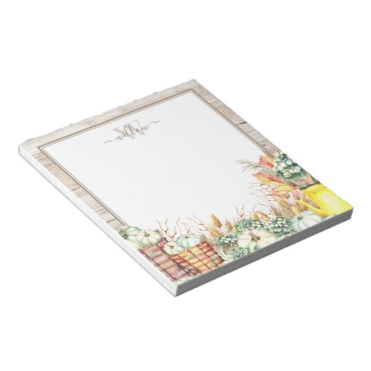 Herbsternte Mit Monogramm Notepad Notizblock (angewinkelt)