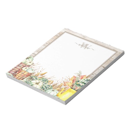 Herbsternte Mit Monogramm Notepad Notizblock (Rotiert)