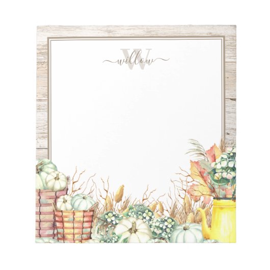 Herbsternte Mit Monogramm Notepad Notizblock (Vorderseite)