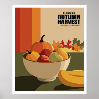 Herbsternte - Modernes Herbst Obst und Kürbisgewäc Poster