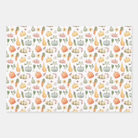 Herbsternte Muster Geschenkpapier Set (Vorderseite)