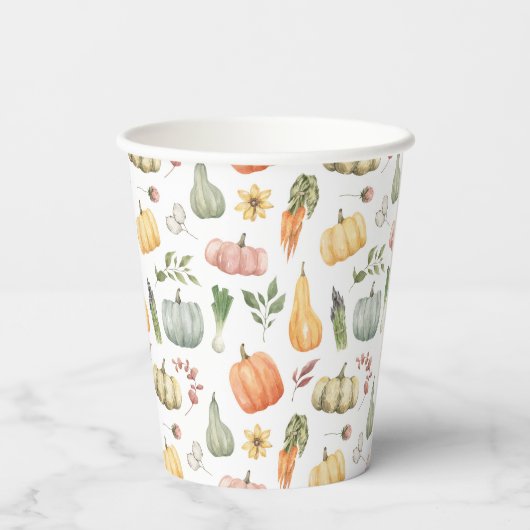 Herbsternte Muster Pappbecher (Rückseite)