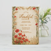Herbsternte Poppy-Feier Einladung (Stehend Vorderseite)