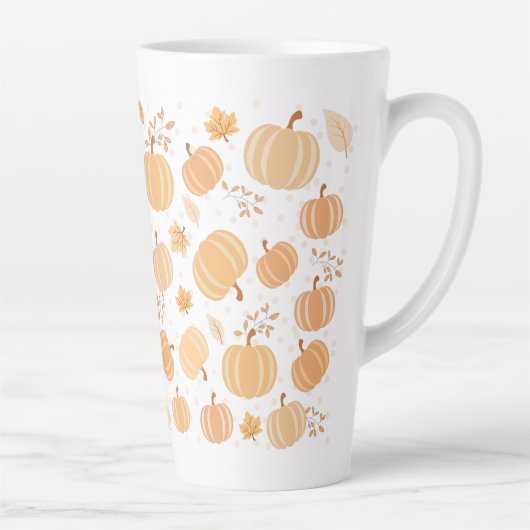 Herbsternte Pumpkin und Leaf Pastel Muster Milchtasse (Rechts)
